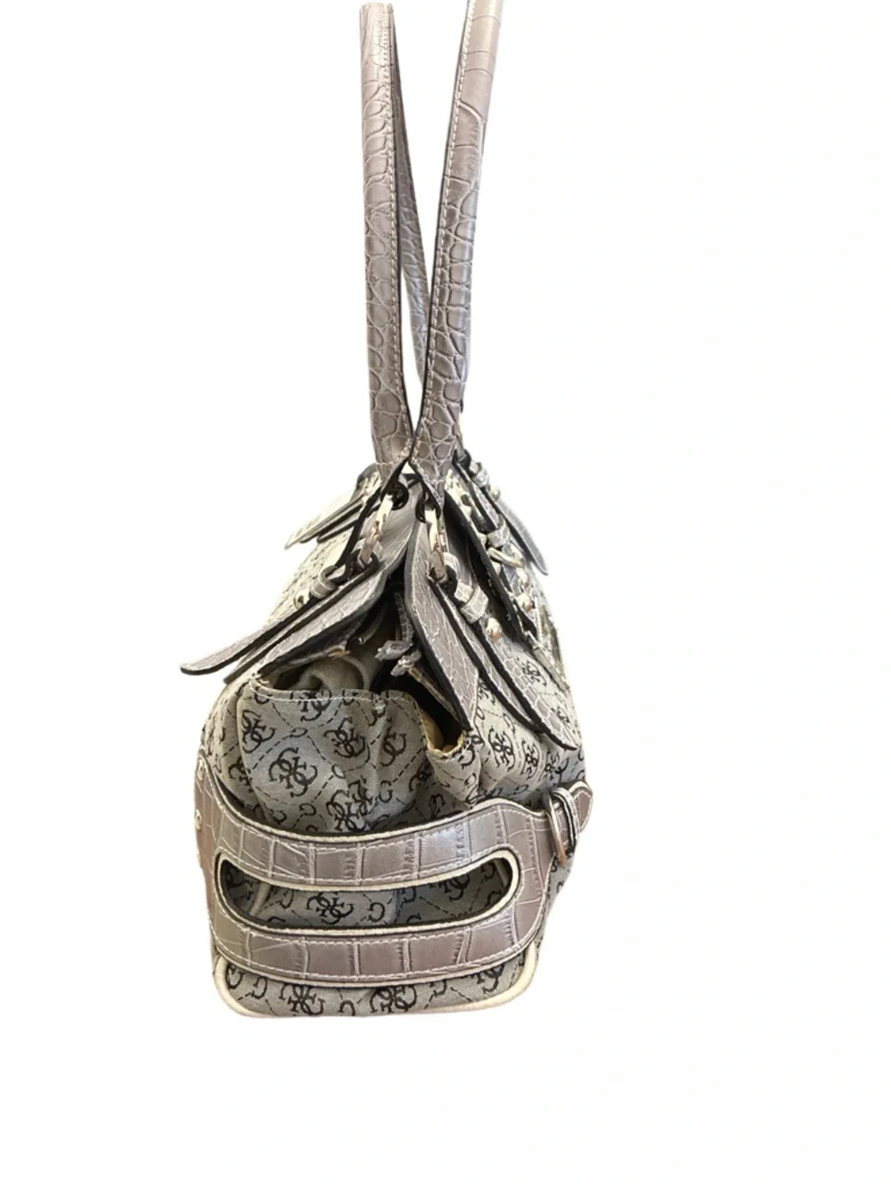 Guess NWT Y2K Rare Diamond G Shoulder Bag in Silver Grey with Studded Detail - Picture 4 of 7